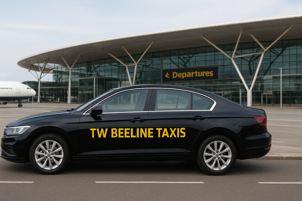 Beeline Taxis Tunbridge Wells professional driver assisting passenger into executive car